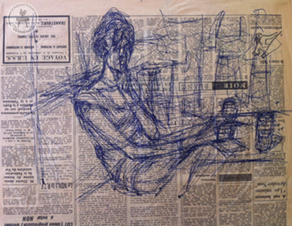 Alberto Giacometti - Jeune Femme dans un café - Sur journal après 1958